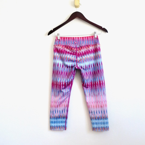 PrAna Roxanne Printed Leggings Crop Stretch Yoga Pink Blue SZ S - Picture 5 of 8